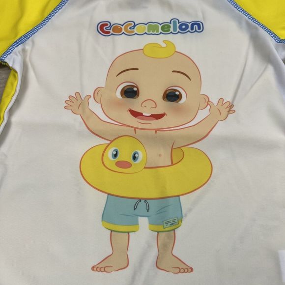 Cocomelon "JJ" Boys‎ 2 Pc Rash Guard Set 4T-Short Sleeve Top-Swim Shorts - Picture 4 of 14